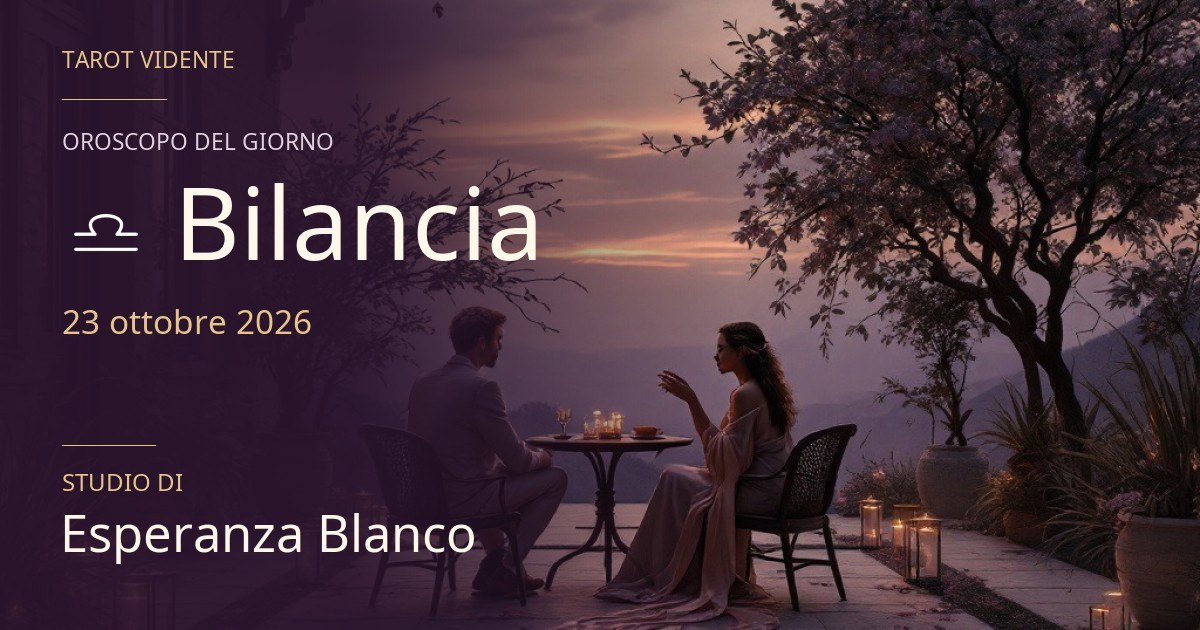 Oroscopo Bilancia · 23 ottobre 2026. Illustrazione simbolica generata con IA.