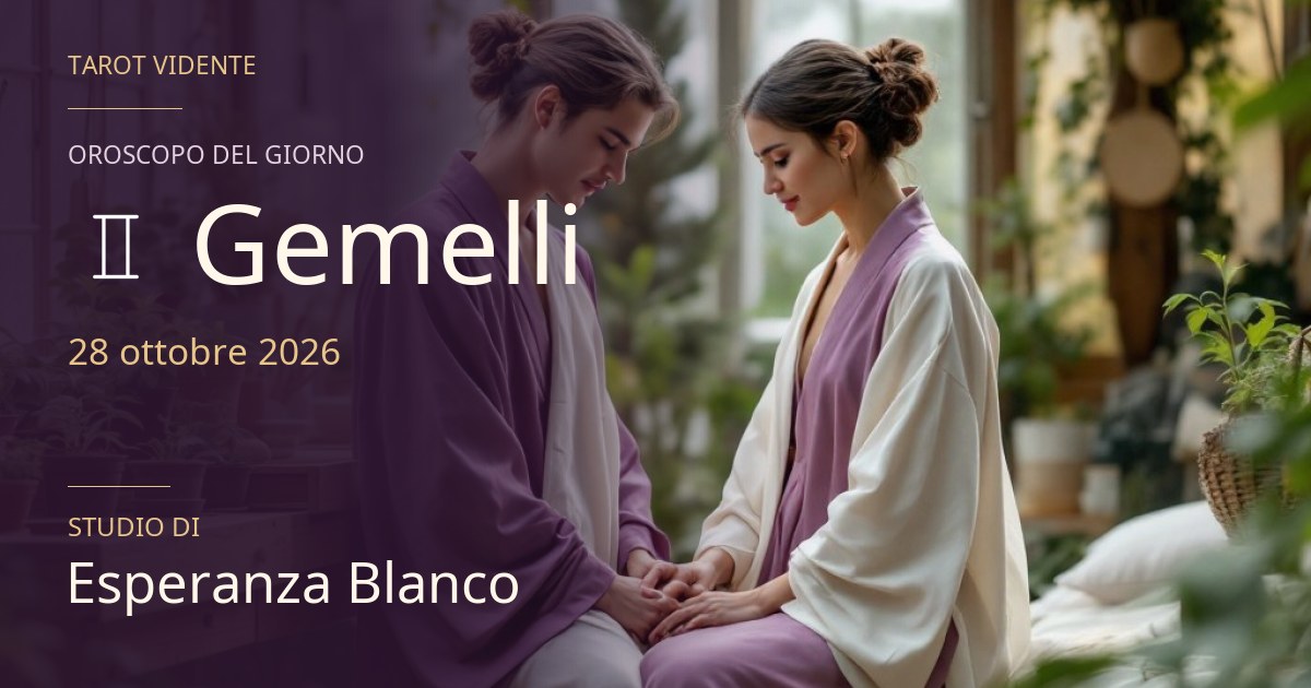 Oroscopo Gemelli · 28 ottobre 2026. Illustrazione simbolica generata con IA.