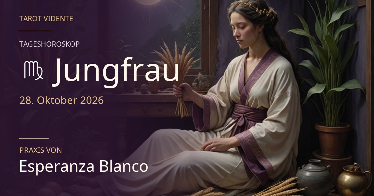 Horoskop für Jungfrau · 28. Oktober 2026. Symbolische, mit KI erstellte Illustration.