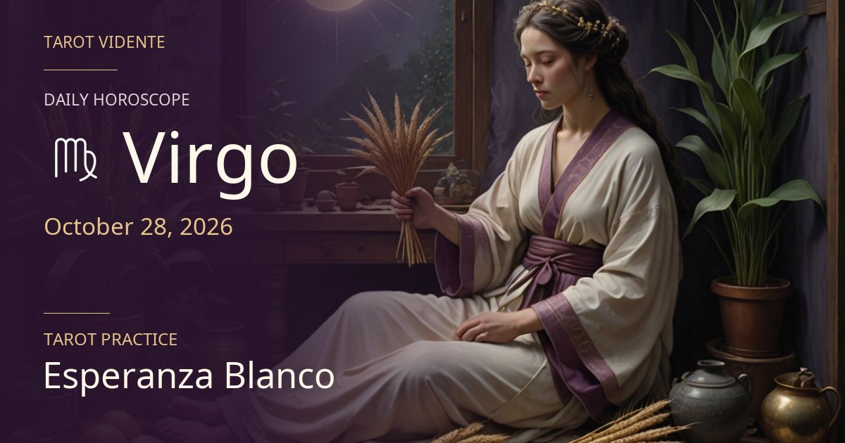 Virgo horoscope · October 28, 2026. Symbolic AI-generated illustration.