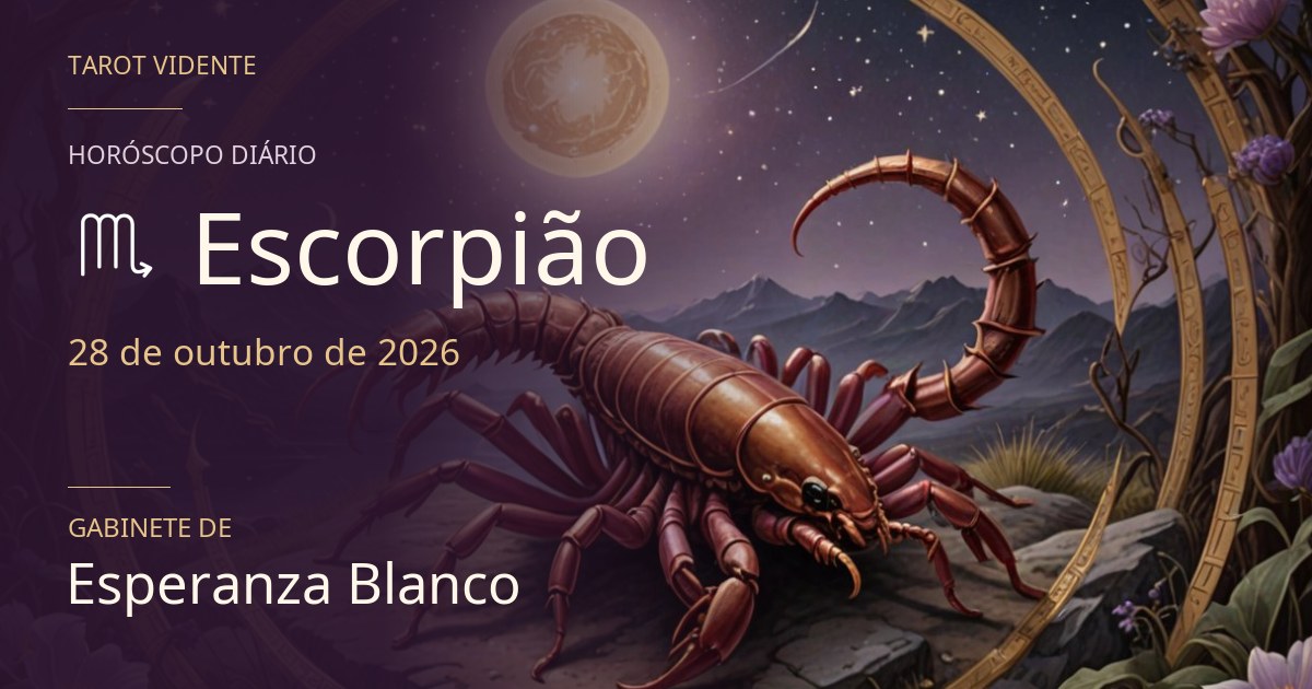Horóscopo de Escorpião · 28 de outubro de 2026. Ilustração simbólica gerada por IA.