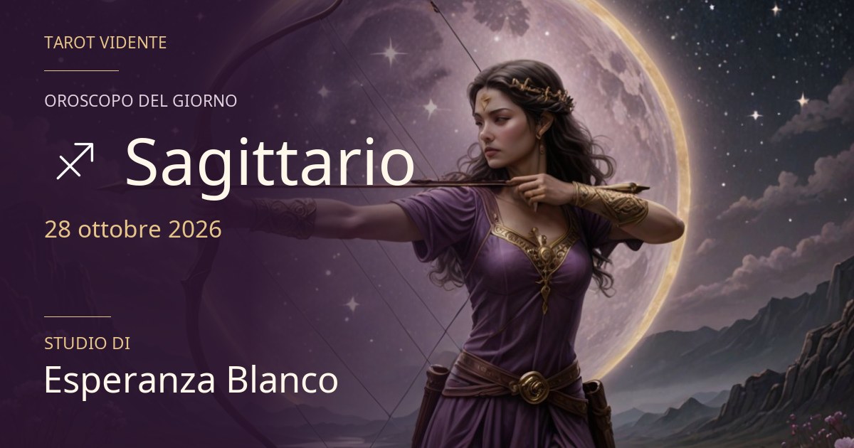 Oroscopo Sagittario · 28 ottobre 2026. Illustrazione simbolica generata con IA.