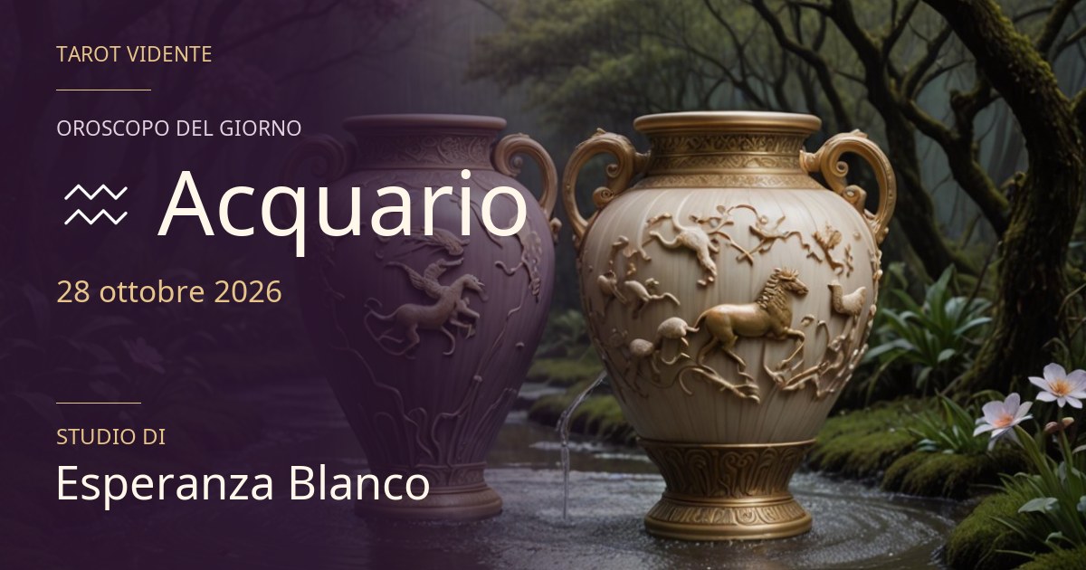 Oroscopo Acquario · 28 ottobre 2026. Illustrazione simbolica generata con IA.