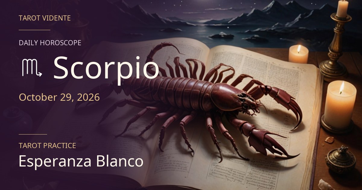 Scorpio horoscope · October 29, 2026. Symbolic AI-generated illustration.