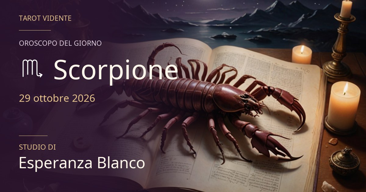 Oroscopo Scorpione · 29 ottobre 2026. Illustrazione simbolica generata con IA.