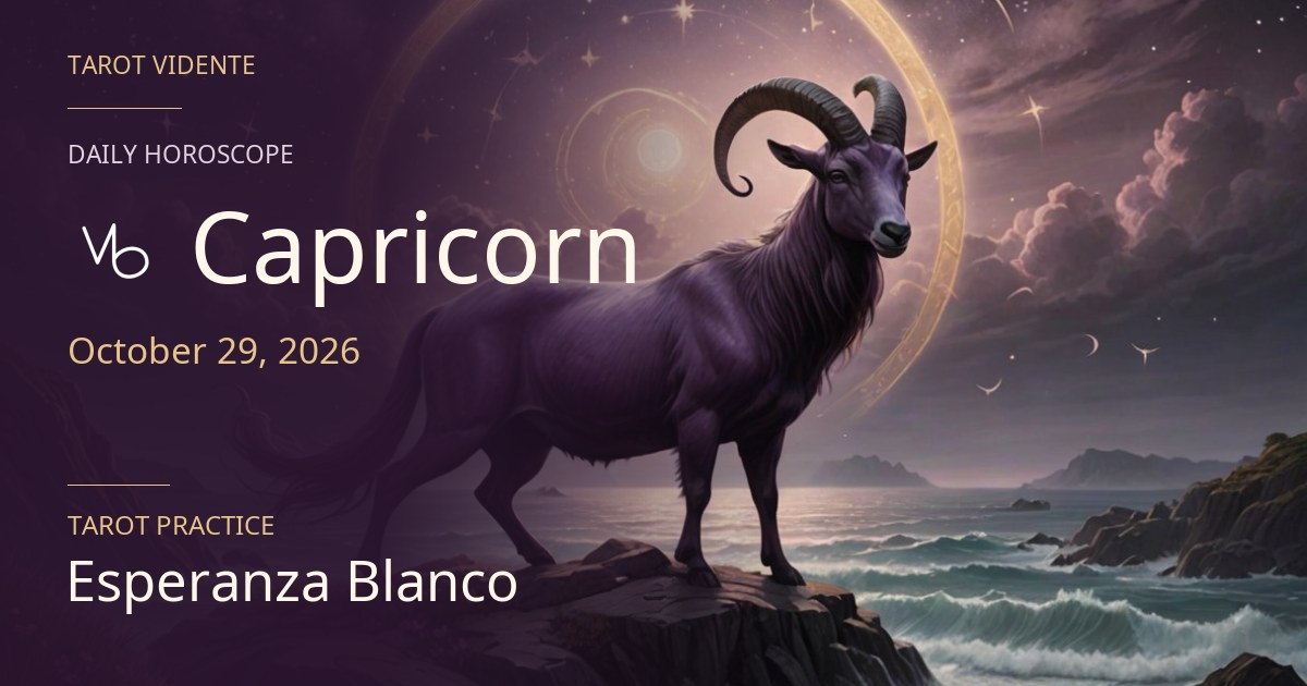 Capricorn horoscope · October 29, 2026. Symbolic AI-generated illustration.