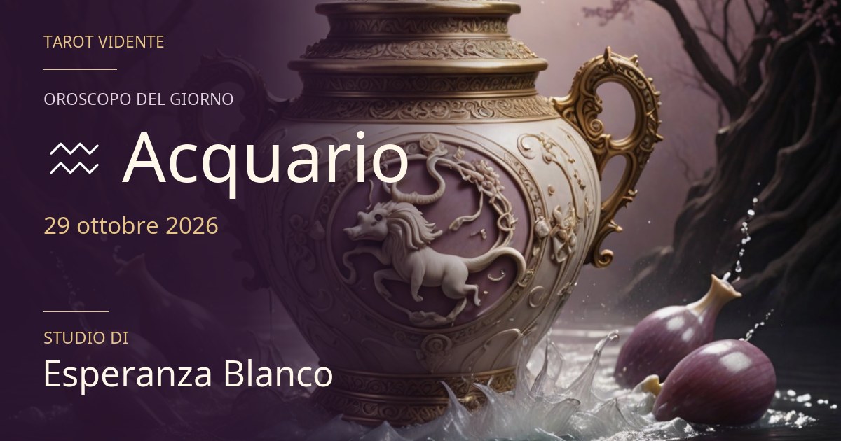 Oroscopo Acquario · 29 ottobre 2026. Illustrazione simbolica generata con IA.