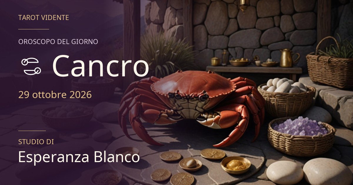 Oroscopo Cancro · 29 ottobre 2026. Illustrazione simbolica generata con IA.