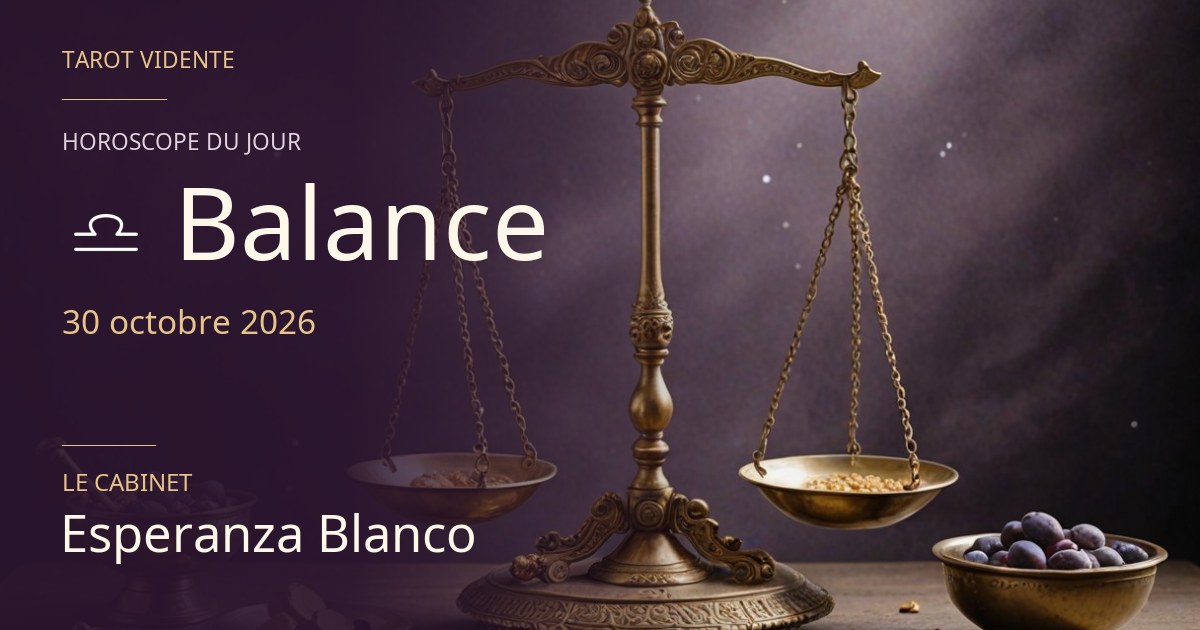 Horoscope du Balance · 30 octobre 2026. Illustration symbolique générée par IA.