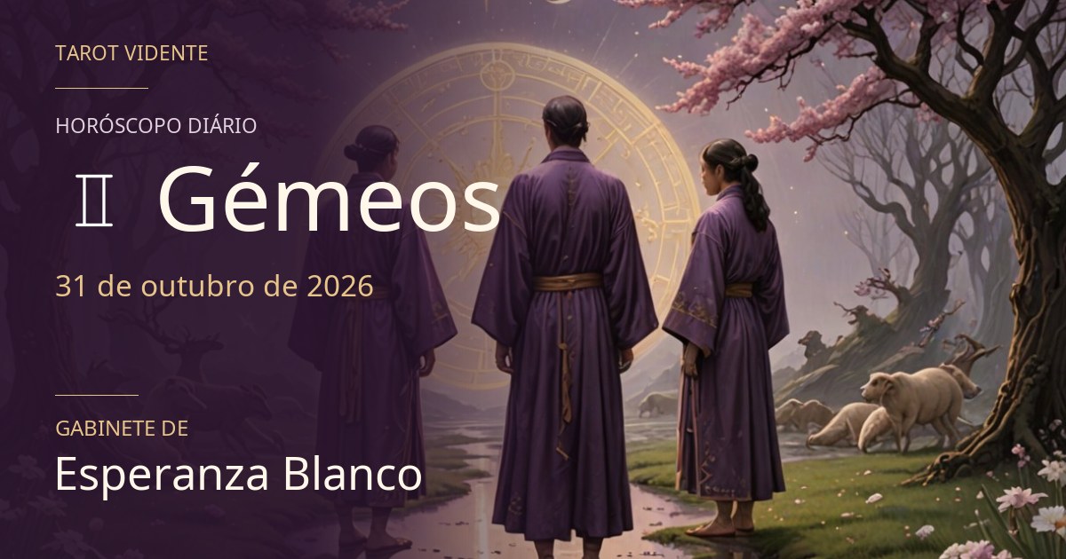 Horóscopo de Gémeos · 31 de outubro de 2026. Ilustração simbólica gerada por IA.