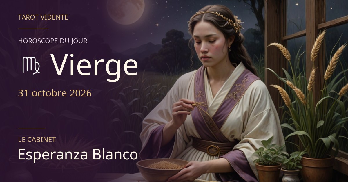 Horoscope du Vierge · 31 octobre 2026. Illustration symbolique générée par IA.