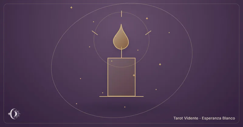 Ritual simbólico. Vela encendida entre detalles dorados. Tarot Vidente · Esperanza Blanco.