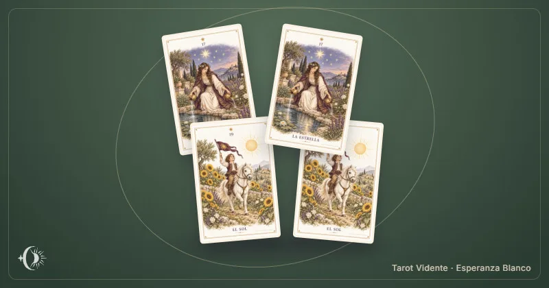 Jogo de memória do tarot. Composição com cartas ilustradas do gabinete. Tarot Vidente · Esperanza Blanco.