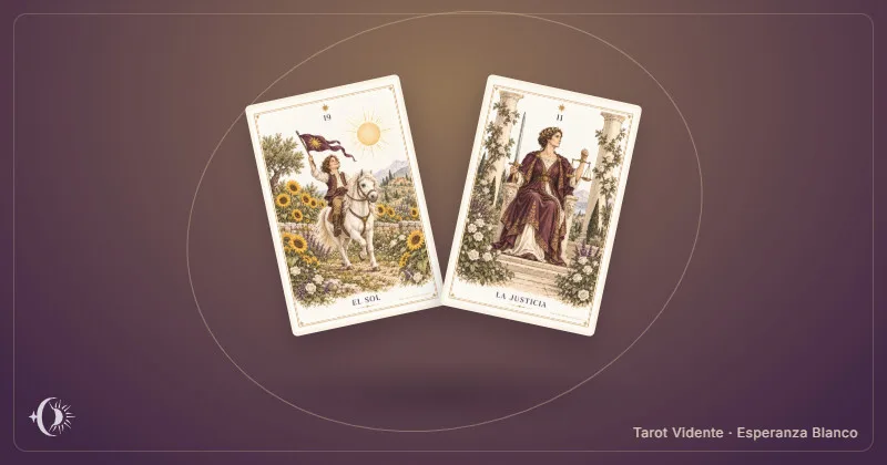 Tarot sí o no. Composición con cartas ilustradas del gabinete. Tarot Vidente · Esperanza Blanco.