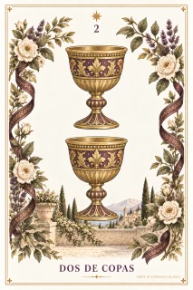Dos de Copas · 2 copas doradas y motivos vegetales en los bordes