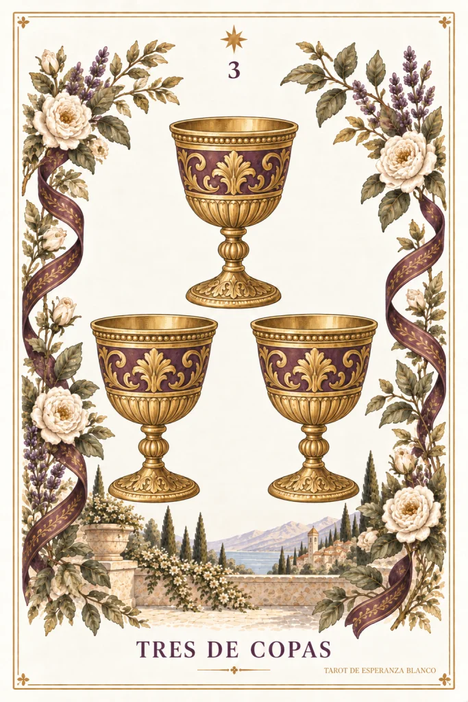 Drei der Kelche · 3 goldene Kelche und Pflanzenmotive an den Rändern