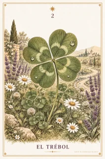El Trébol · un trébol grande entre flores y hierbas