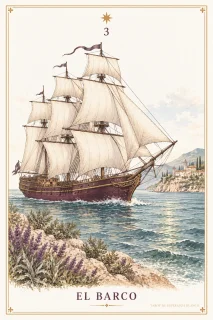 El Barco · un barco de velas claras sobre el agua