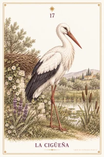 La Cigüeña · una cigüeña de pie junto al agua
