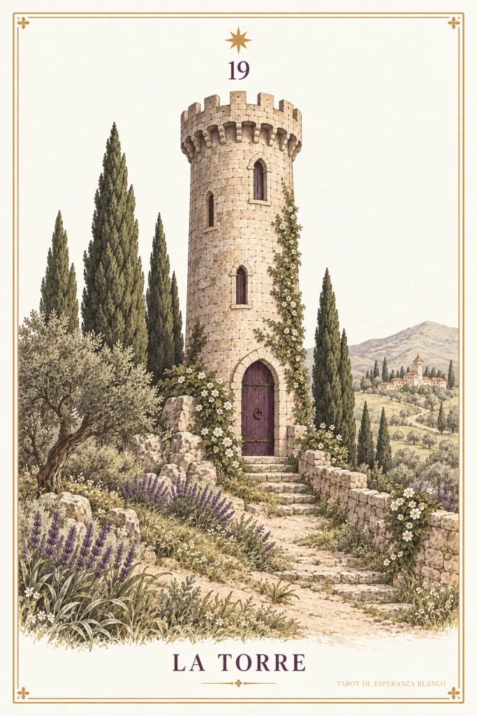 Der Turm · ein steinerner Turm mit Zinnen und Tür
