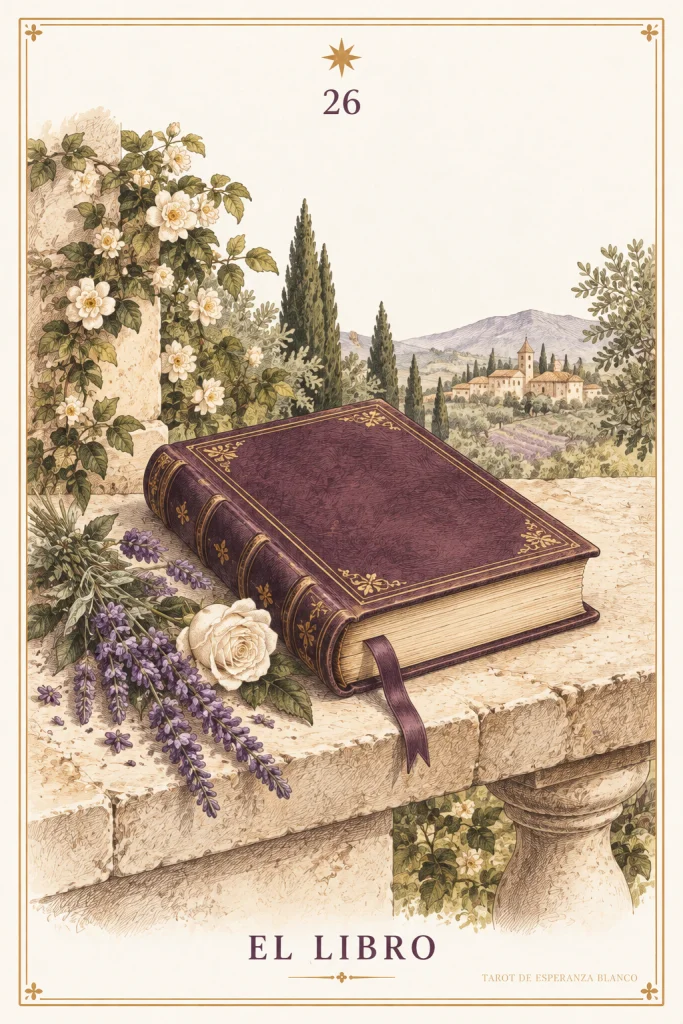 El Libro · un libro cerrado con cubierta ciruela