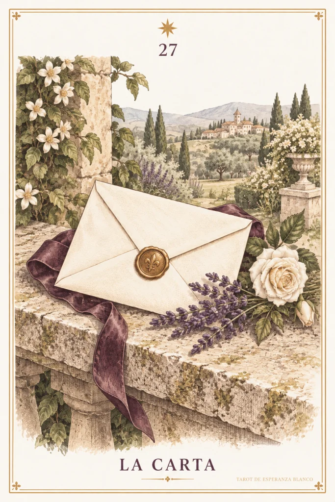 A Carta · um envelope claro fechado com selo dourado