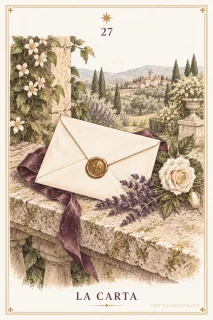 La Carta · un sobre claro cerrado con un sello dorado