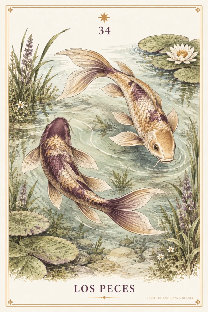 Los Peces · dos peces entre agua y plantas acuáticas