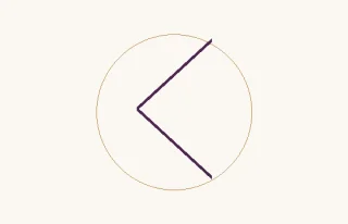 Kenaz · el signo ᚲ: dos segmentos que forman un ángulo abierto a la derecha, dentro de un círculo fino
