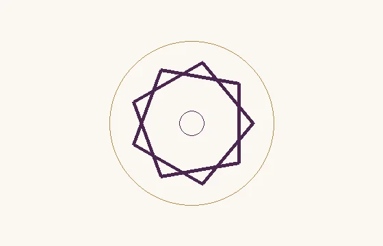 Care · a design with 9 vertices and crossing strokes, with a small central circle