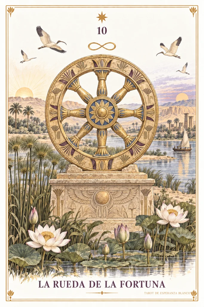 A Roda da Fortuna · uma roda ornamentada sobre uma base de pedra