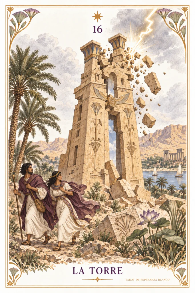 Der Turm · ein vom Blitz getroffener Turm mit herabfallenden Steinen