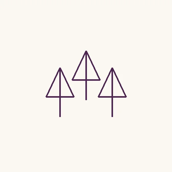 Floresta · três árvores de copas triangulares