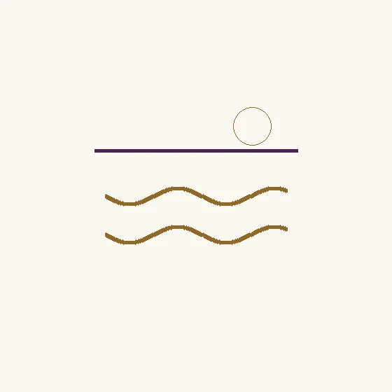 Mar · duas ondas, linha do horizonte e um círculo
