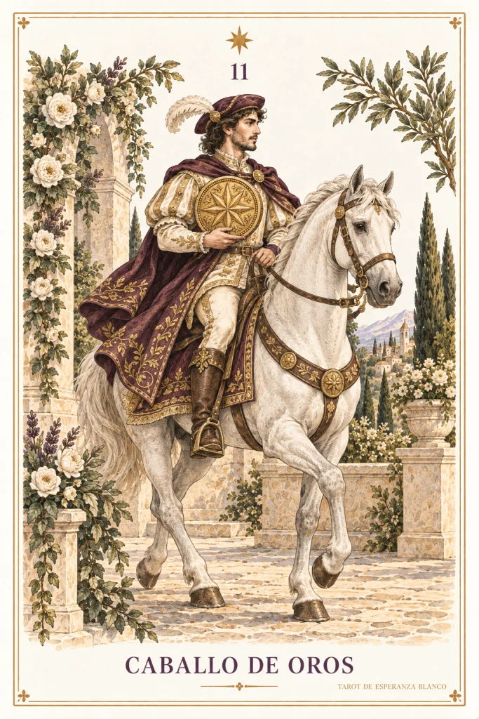 Cavallo di Denari · una figura a cavallo con l’emblema del seme